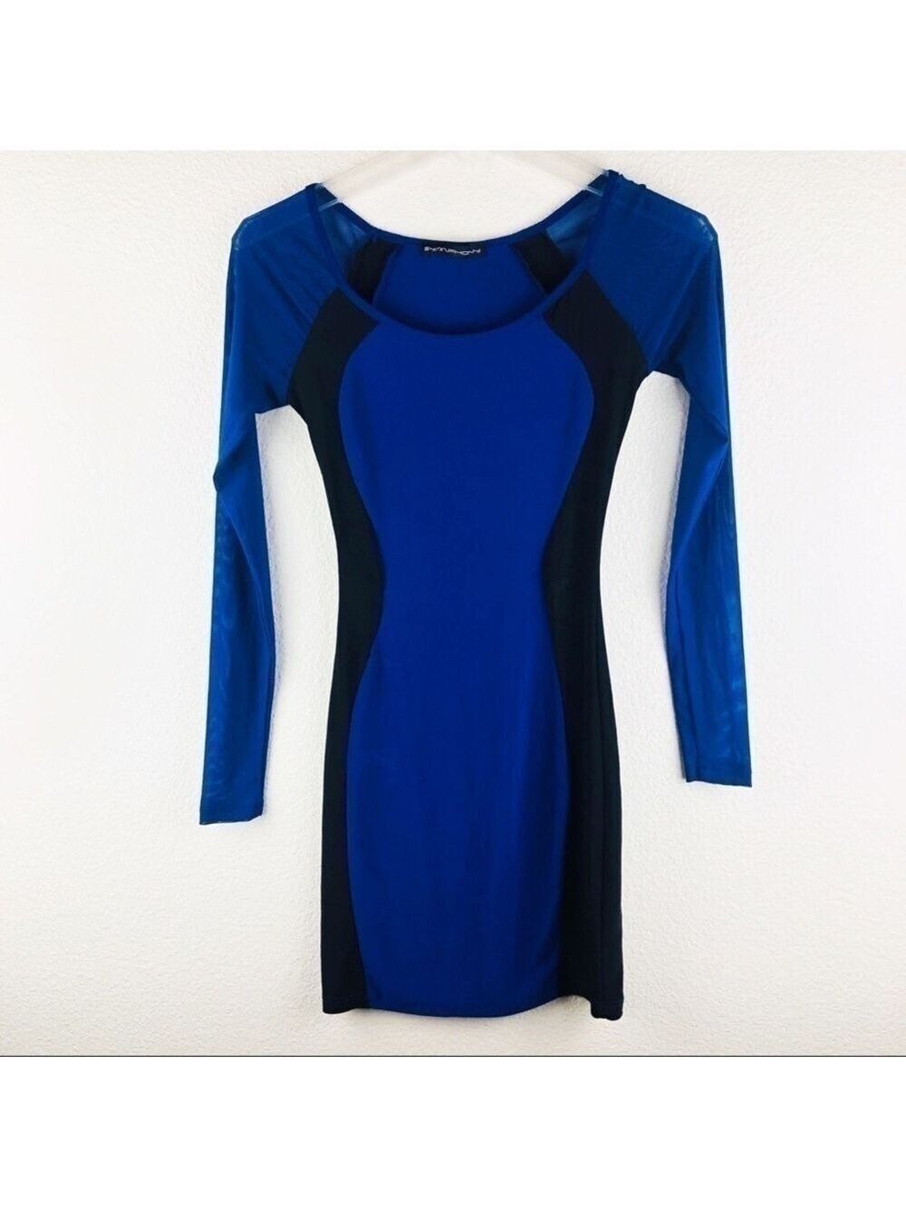 Women’s Symphony Blue Black Body Con Dress S 💕 - Picture 6 of 6